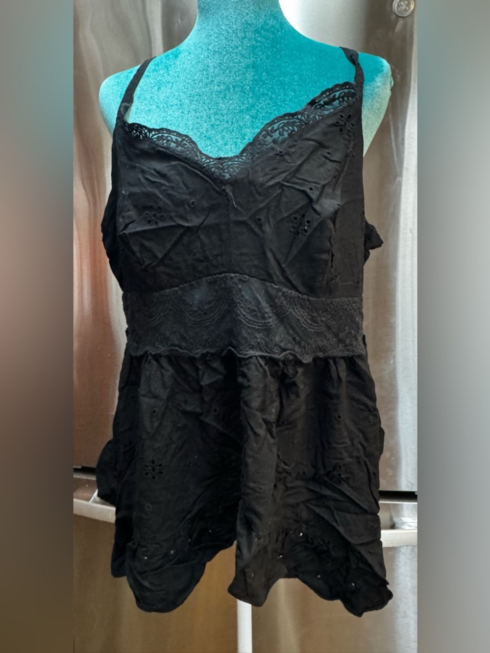Torrid Black Lace-Trim Eyelet Tank Top - Women xl